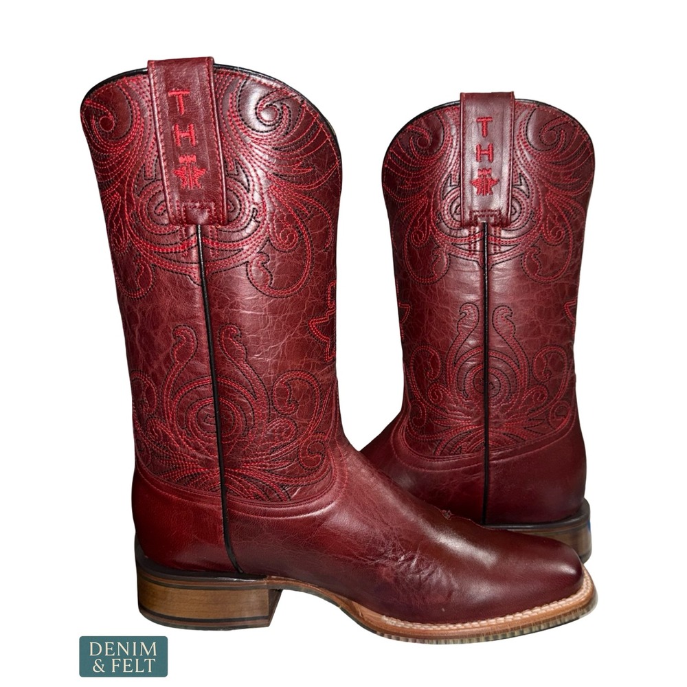 NEW Tin Haul Monster Cherry Broad Square Toe Western Cowboy Boots Skull Sole 8.5 - Picture 8 of 12